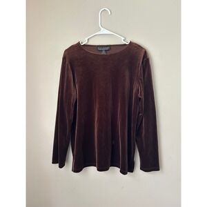 Velvet Top Womens Size‎ S Brown Long Sleeve Soft Glam Witchy Goth Goblincore